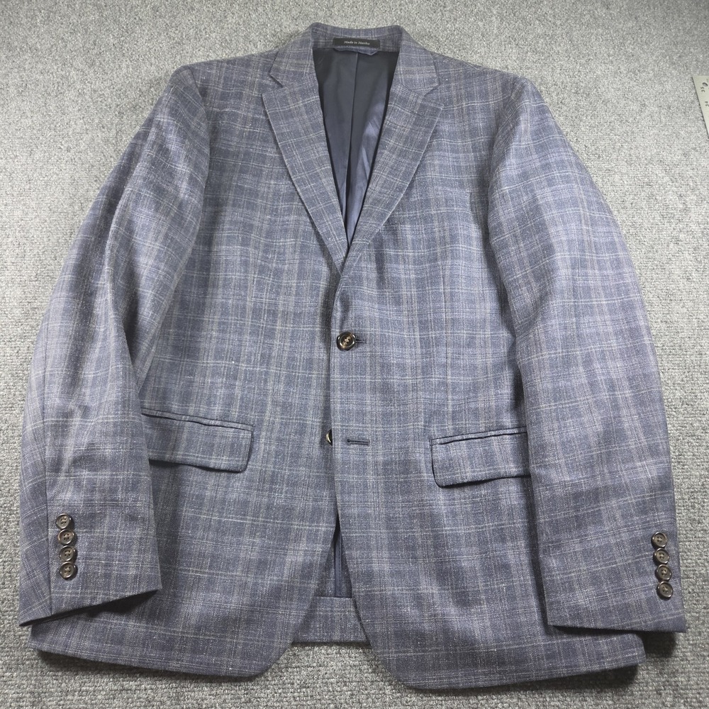 Ralph Lauren LRL Men's Silk/Wool/Linen 2-Button Blazer Blue Plaid • 40R